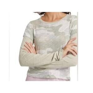 ATM Sz M Camo Print Slub T-Shirt Green Cotton Soft Comfy Stretch Layering Casual